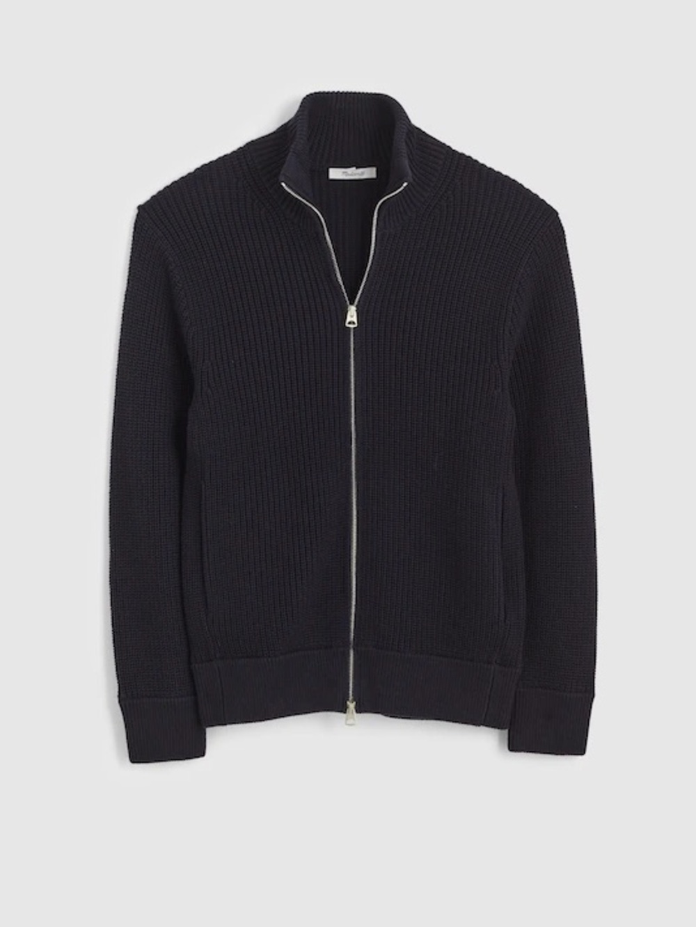 Madewell Cotton Shaker-Stitch Full-Zip Sweater in Obsidian Blue XS $148 NZ227